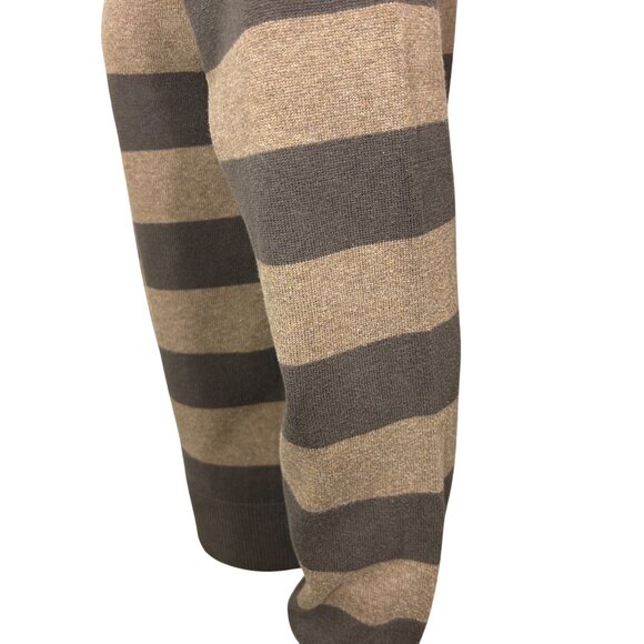 Old Navy Men’s Pullover Sweater M Brown Tan Stripes Crewneck Long Sleeve Casual - Picture 12 of 12